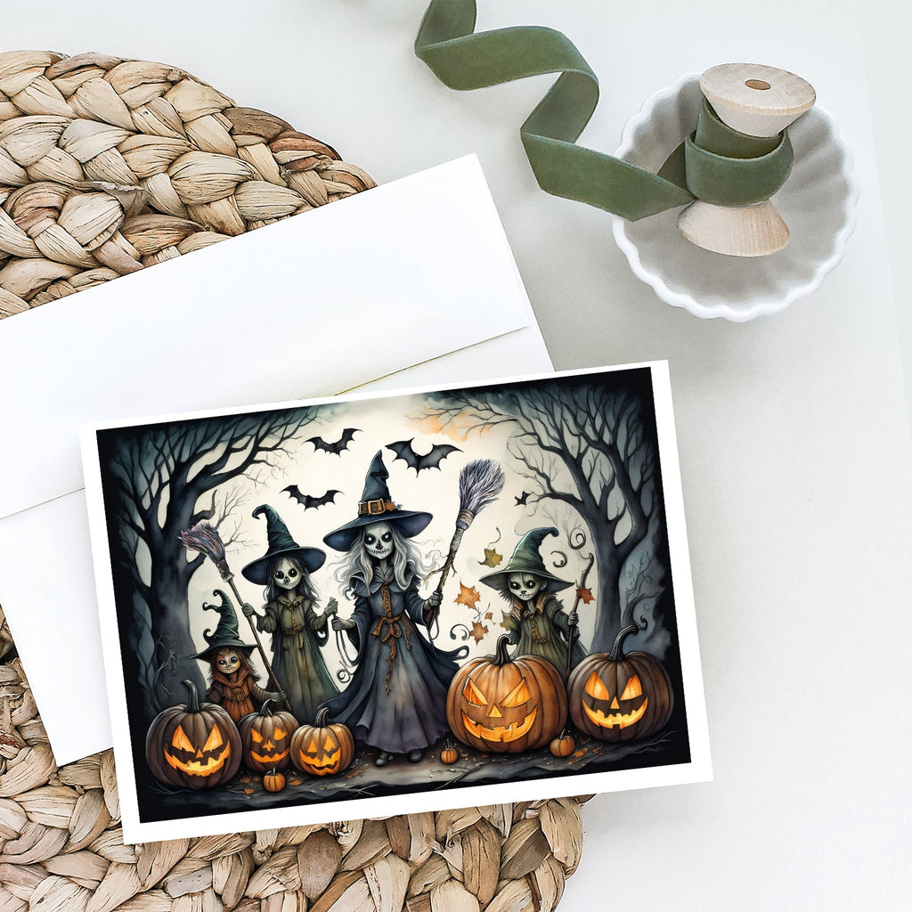 Witches Spooky Halloween Greeting Cards Pack of 8 Blank Cards with Envelopes Whimsical A7 Size 5x7