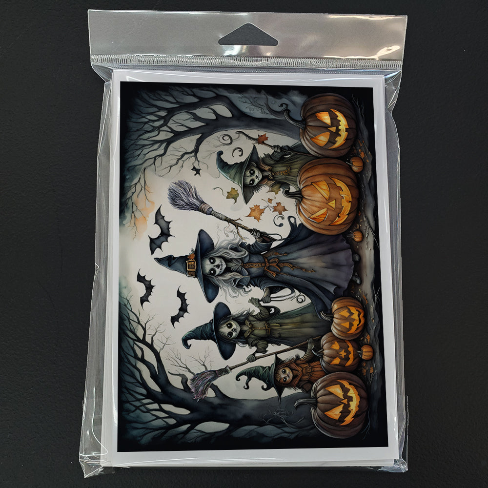 Witches Spooky Halloween Greeting Cards Pack of 8 Blank Cards with Envelopes Whimsical A7 Size 5x7