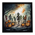 Zombies Spooky Halloween Framed Metal Print Bathroom, Kitchen, Office, Home Decor Wall Art Ready to Hang, Square, 8X8