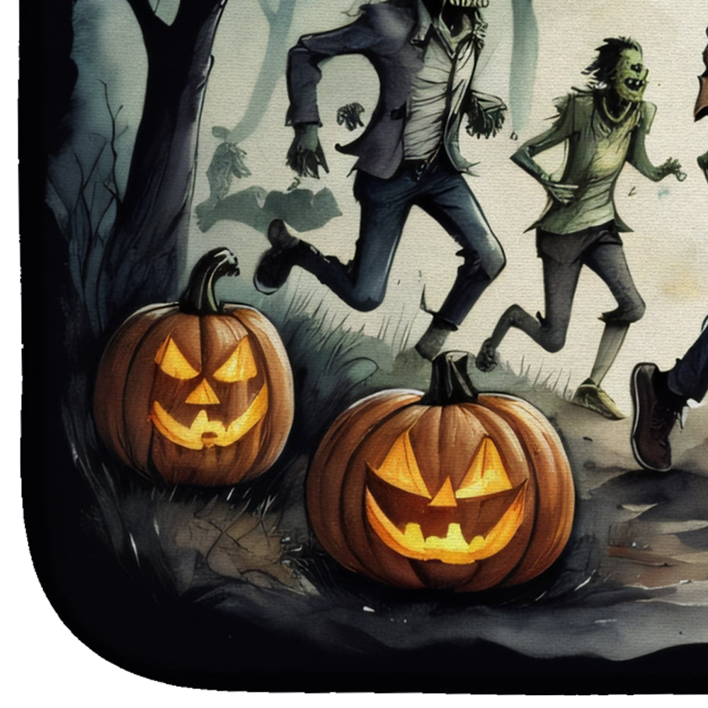 Zombies Spooky Halloween Dish Drying Mat Absorbent Dish Drying Mat Pad for Kitchen Counter Dish Drainer Mat for Countertop, 14 x 21", Multicolor