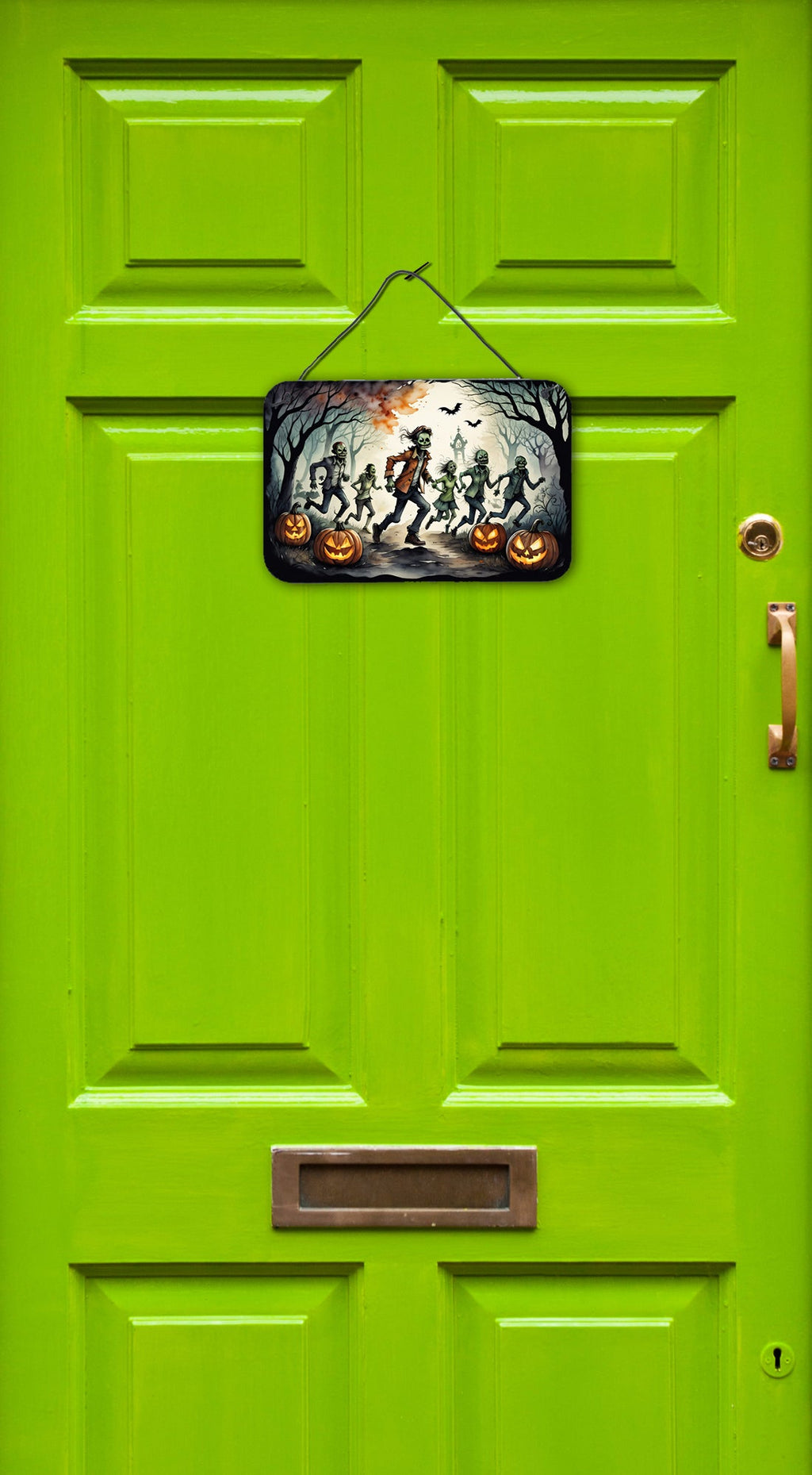 Zombies Spooky Halloween Wall or Door Hanging Prints Aluminum Metal Sign Kitchen Wall Bar Bathroom Plaque Home Decor, 8HX12W, Multicolor