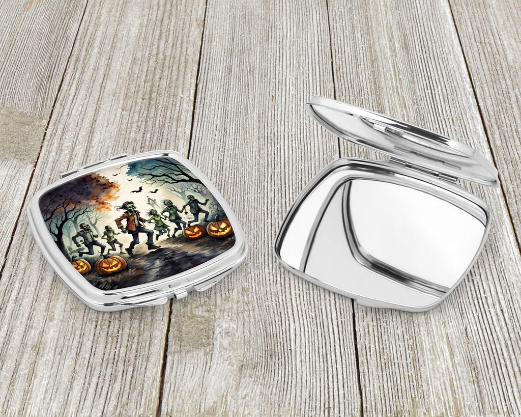 Zombies Spooky Halloween Compact Mirror Decorative Travel Makeup Mirror for Women Girls Gifts Pocket Makeup Mirror Folding Handheld