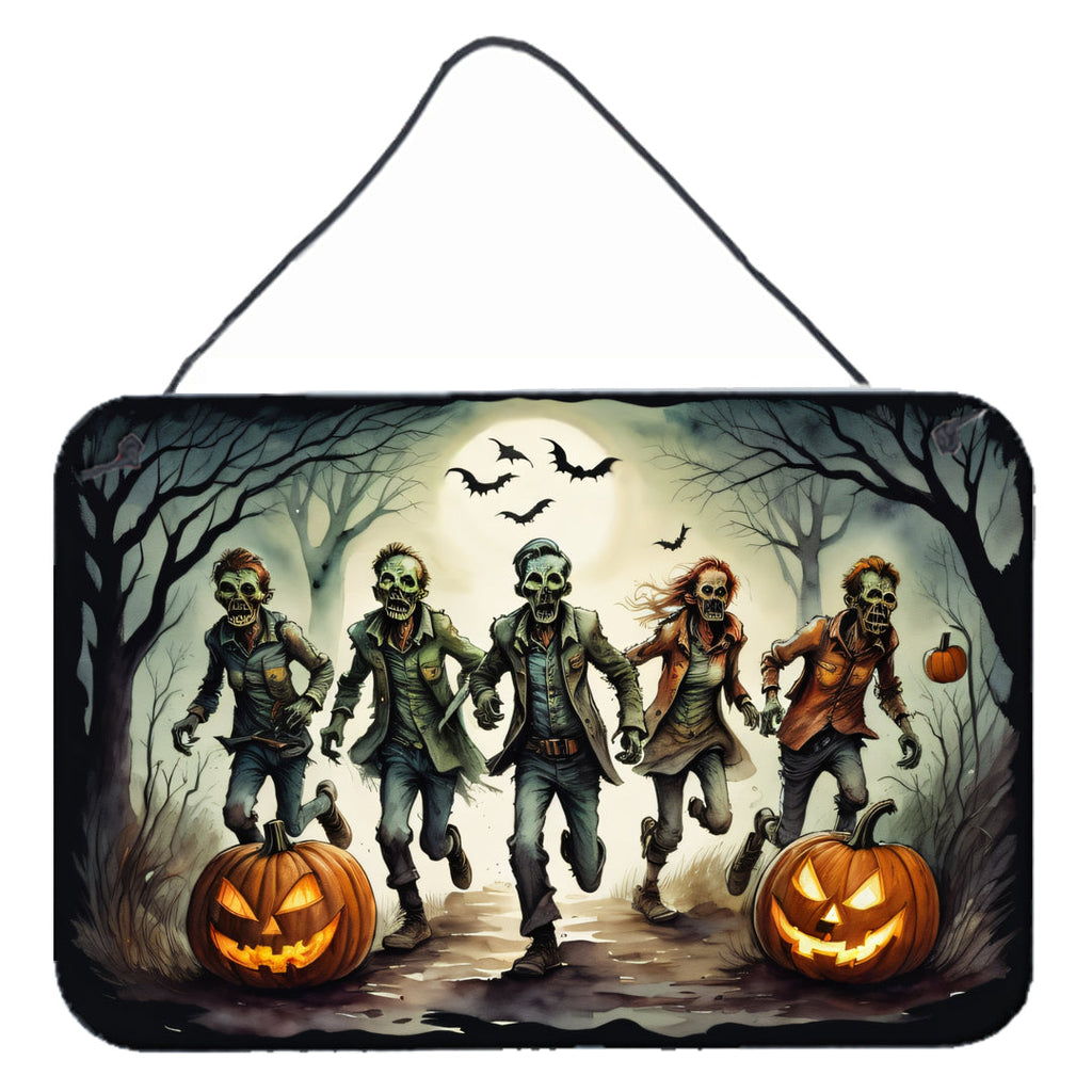 Zombies Spooky Halloween Wall or Door Hanging Prints Aluminum Metal Sign Kitchen Wall Bar Bathroom Plaque Home Decor, 8HX12W, Multicolor