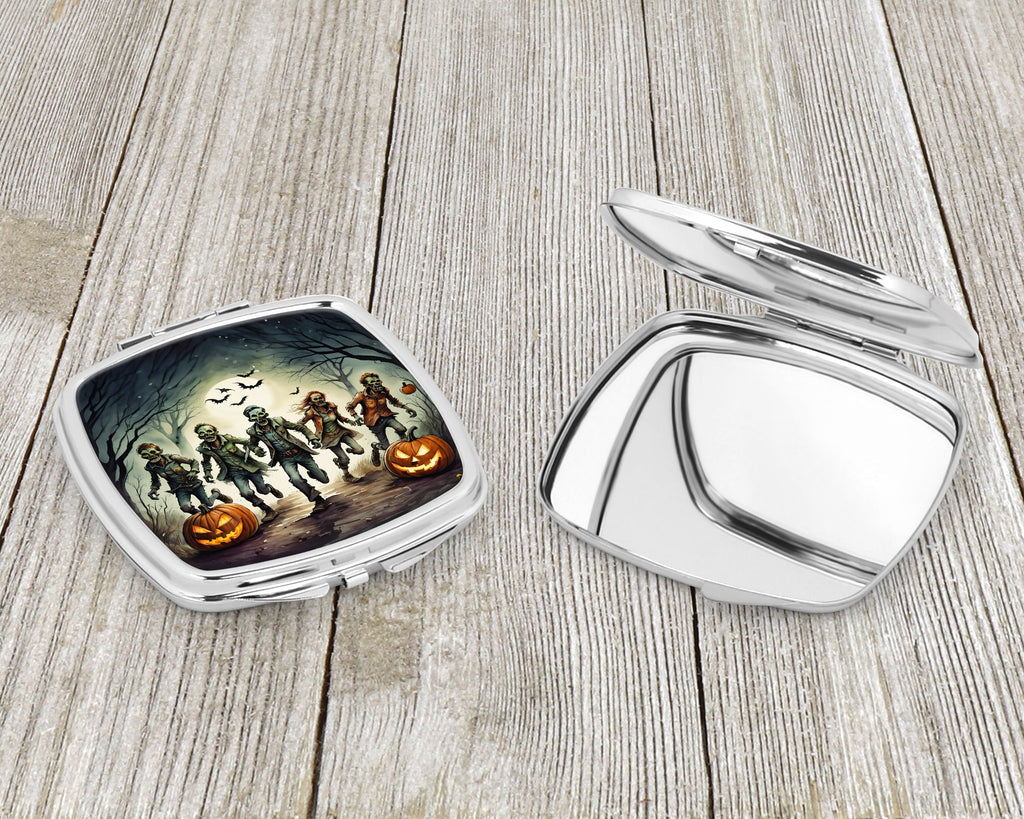 Zombies Spooky Halloween Compact Mirror Decorative Travel Makeup Mirror for Women Girls Gifts Pocket Makeup Mirror Folding Handheld