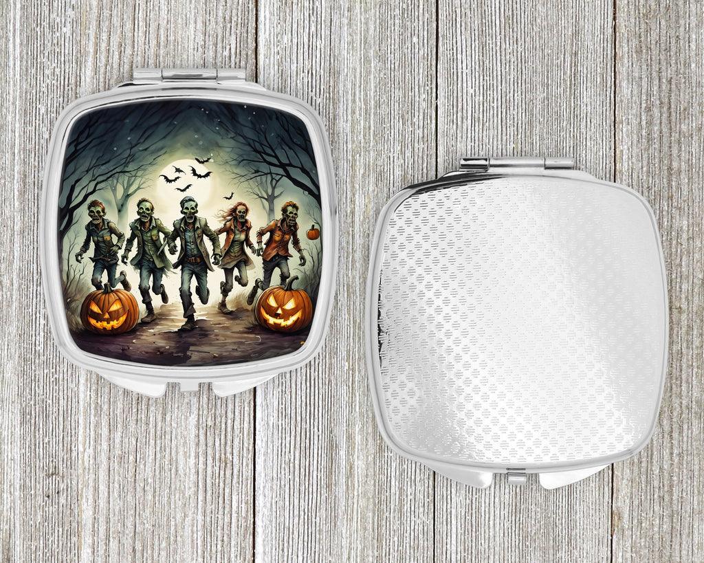 Zombies Spooky Halloween Compact Mirror Decorative Travel Makeup Mirror for Women Girls Gifts Pocket Makeup Mirror Folding Handheld