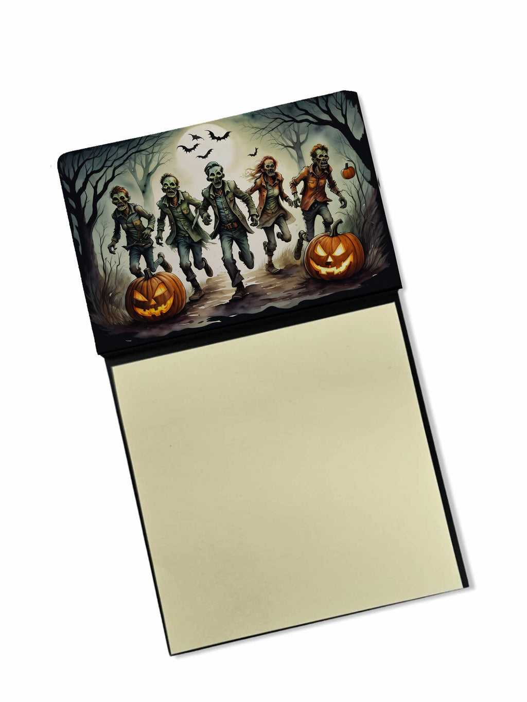 Zombies Spooky Halloween Watercolor Sticky Note Holder Refillable Dispenser Desk Accessory 3x3 Pad Gift