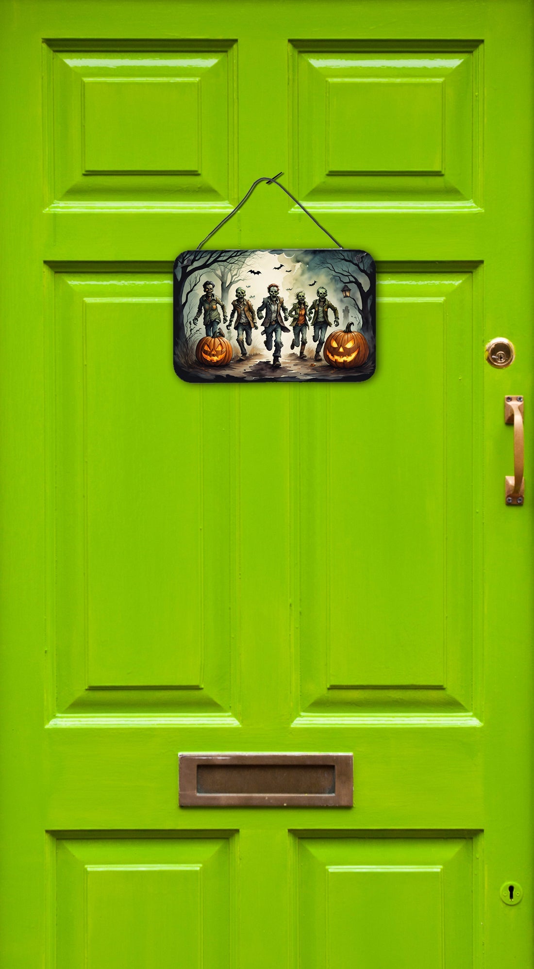 Zombies Spooky Halloween Wall or Door Hanging Prints Aluminum Metal Sign Kitchen Wall Bar Bathroom Plaque Home Decor, 8HX12W, Multicolor