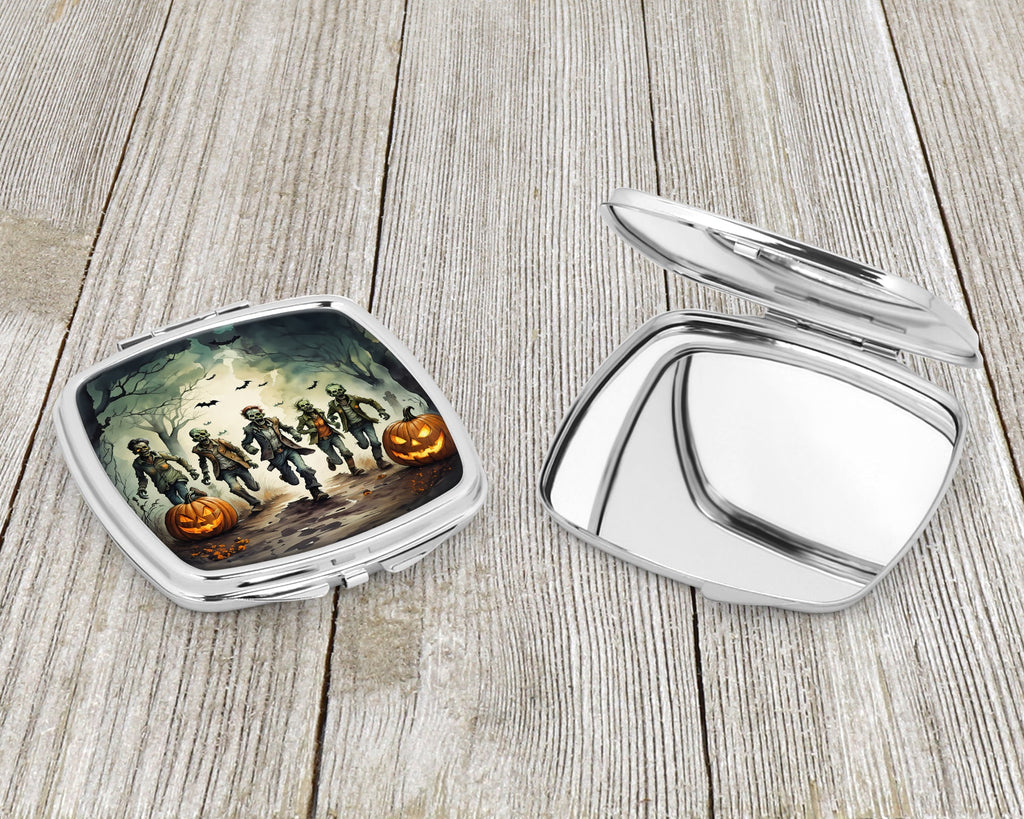 Zombies Spooky Halloween Compact Mirror Decorative Travel Makeup Mirror for Women Girls Gifts Pocket Makeup Mirror Folding Handheld
