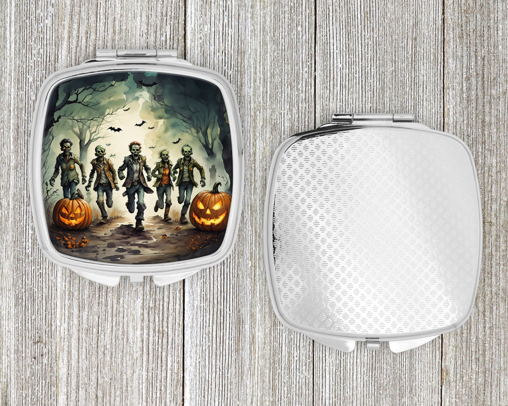 Zombies Spooky Halloween Compact Mirror Decorative Travel Makeup Mirror for Women Girls Gifts Pocket Makeup Mirror Folding Handheld