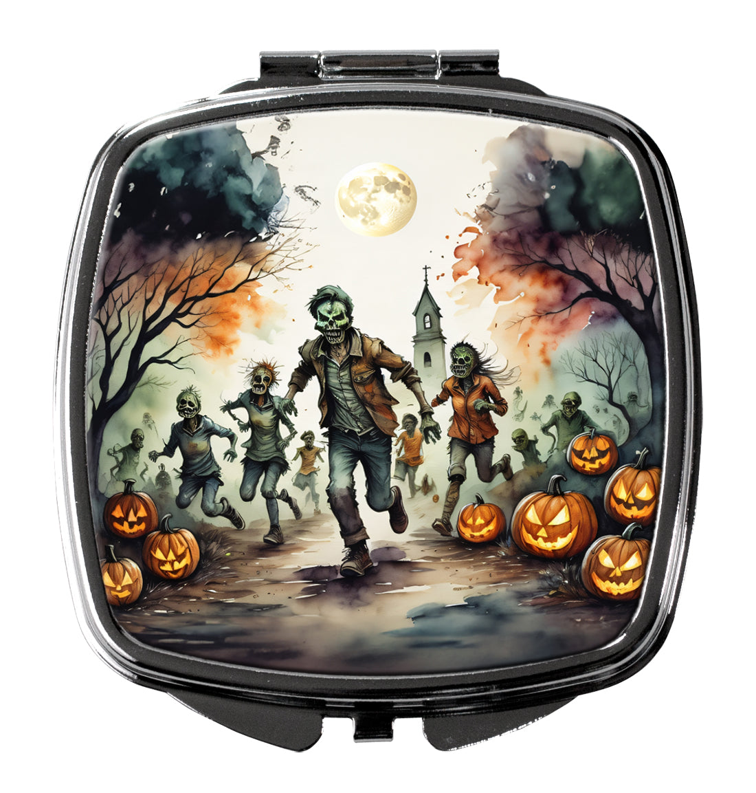 Zombies Spooky Halloween Compact Mirror Decorative Travel Makeup Mirror for Women Girls Gifts Pocket Makeup Mirror Folding Handheld
