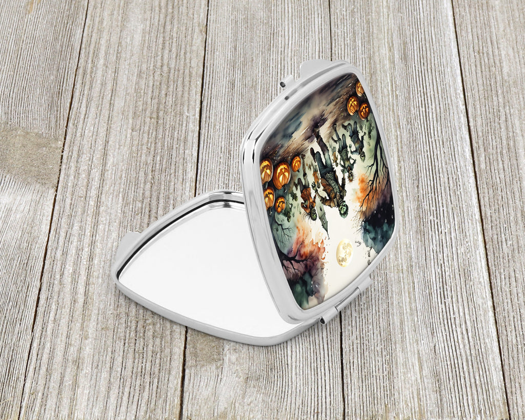 Zombies Spooky Halloween Compact Mirror Decorative Travel Makeup Mirror for Women Girls Gifts Pocket Makeup Mirror Folding Handheld