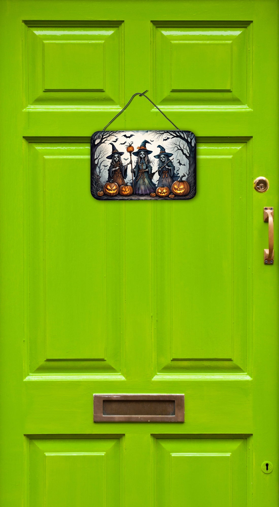 Witches Spooky Halloween Wall or Door Hanging Prints Aluminum Metal Sign Kitchen Wall Bar Bathroom Plaque Home Decor, 8HX12W, Multicolor