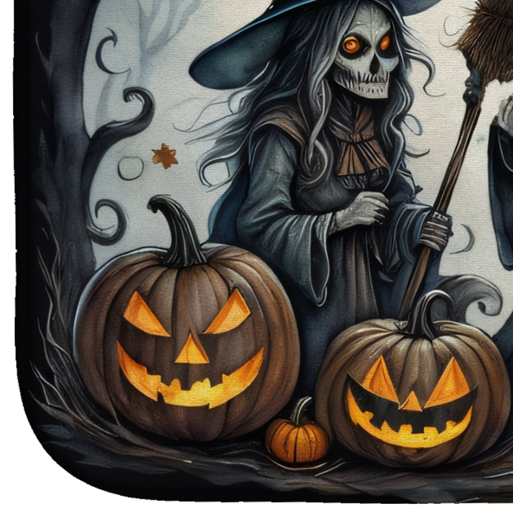 Witches Spooky Halloween Dish Drying Mat Absorbent Dish Drying Mat Pad for Kitchen Counter Dish Drainer Mat for Countertop, 14 x 21", Multicolor