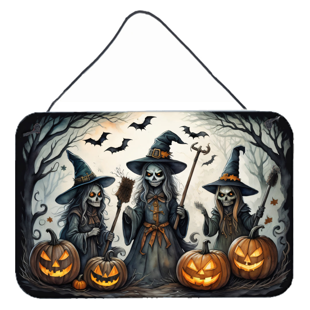 Witches Spooky Halloween Wall or Door Hanging Prints Aluminum Metal Sign Kitchen Wall Bar Bathroom Plaque Home Decor, 8HX12W, Multicolor