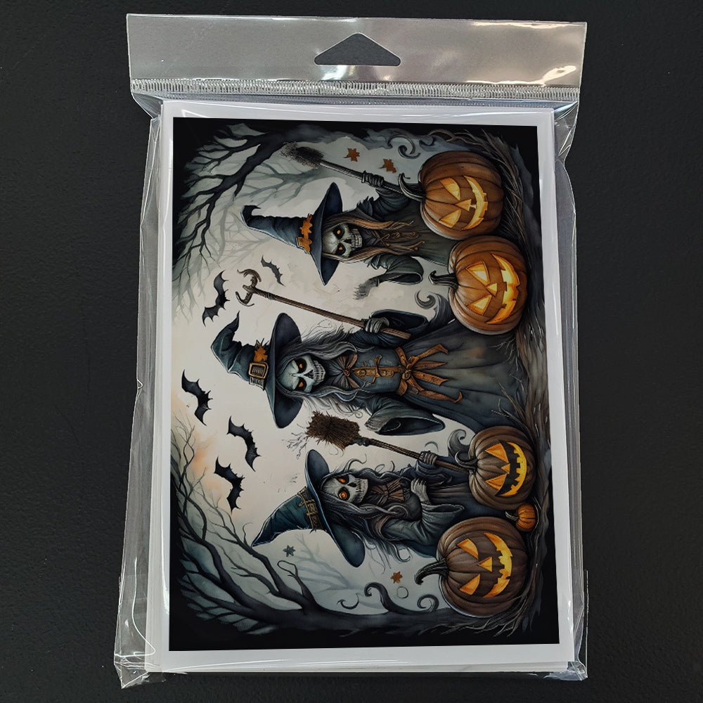Witches Spooky Halloween Greeting Cards Pack of 8 Blank Cards with Envelopes Whimsical A7 Size 5x7