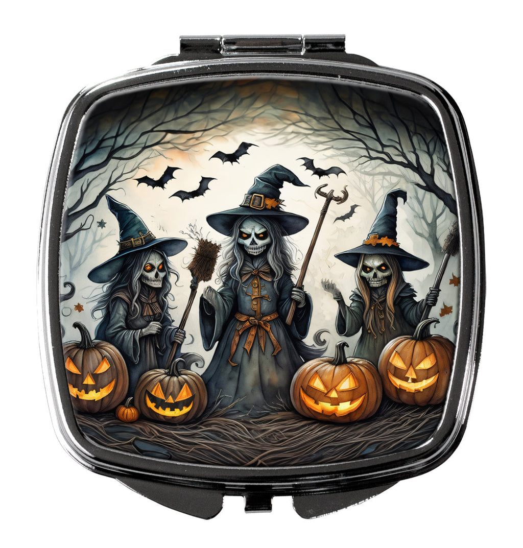 Witches Spooky Halloween Compact Mirror Decorative Travel Makeup Mirror for Women Girls Gifts Pocket Makeup Mirror Folding Handheld