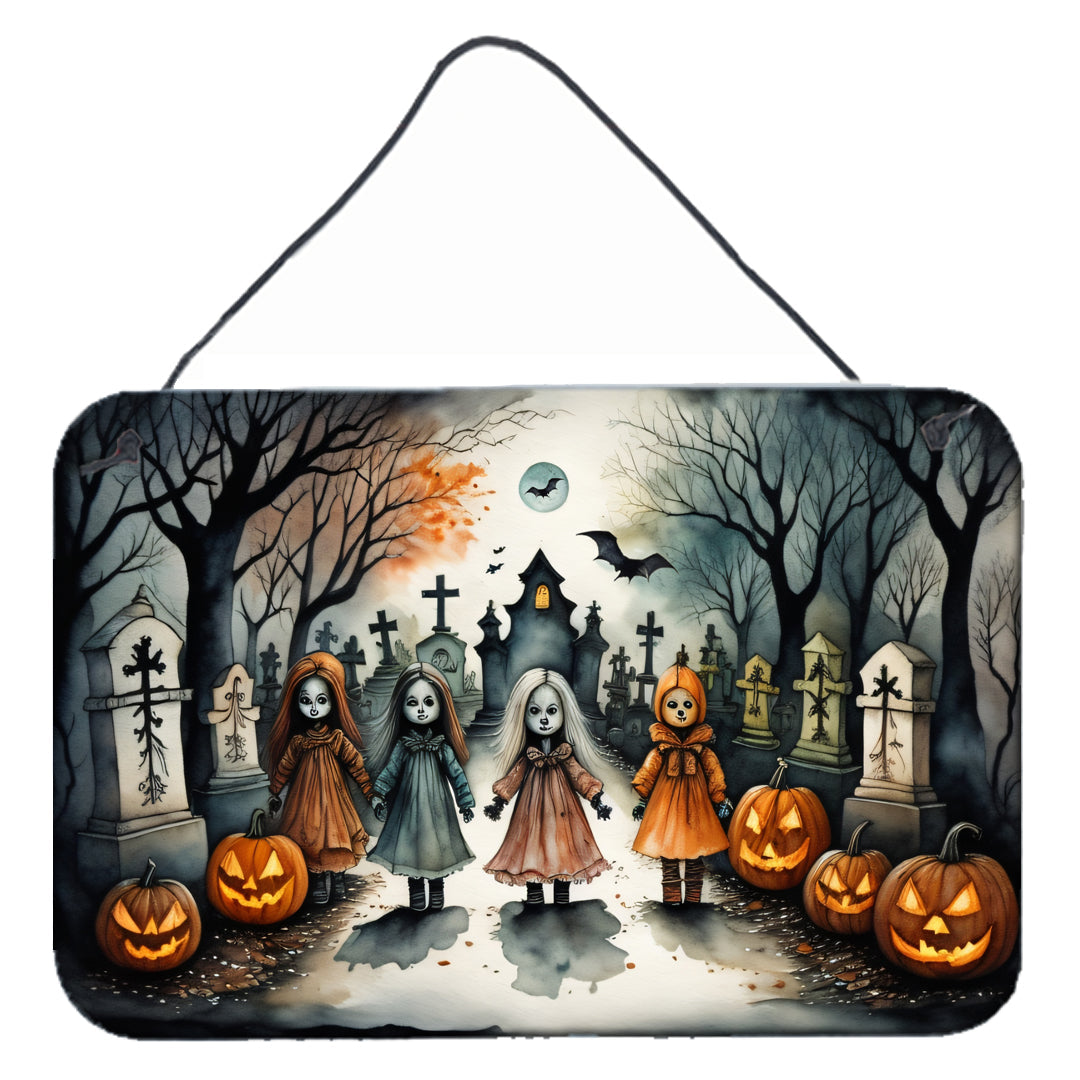 Creepy Dolls Spooky Halloween Wall or Door Hanging Prints Aluminum Metal Sign Kitchen Wall Bar Bathroom Plaque Home Decor, 8HX12W, Multicolor