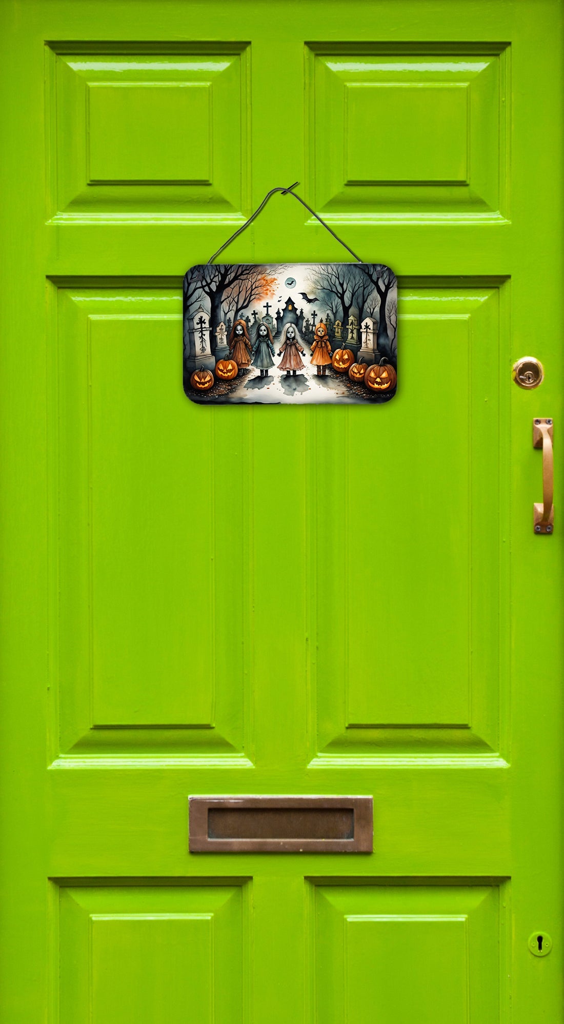 Creepy Dolls Spooky Halloween Wall or Door Hanging Prints Aluminum Metal Sign Kitchen Wall Bar Bathroom Plaque Home Decor, 8HX12W, Multicolor