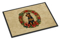 Airedale Terrier Christmas Flowers Doormat Indoor Outdoor 18H X 27W Front Door Mat Rugs for Entryway, Non Slip Washable