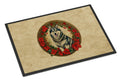 Alaskan Malamute Christmas Flowers Doormat Indoor Outdoor 18H X 27W Front Door Mat Rugs for Entryway, Non Slip Washable