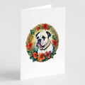 American Bulldog Christmas Flowers Greeting Cards Pack of 8 Blank Cards with Envelopes Whimsical A7 Size 5x7