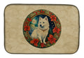 American Eskimo Christmas Flowers Dish Drying Mat Absorbent Dish Drying Mat Pad for Kitchen Counter Dish Drainer Mat for Countertop, 14 x 21", Multicolor