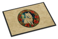 American Eskimo Christmas Flowers Doormat Indoor Outdoor 24H X 36W Front Door Mat Rugs for Entryway, Non Slip Washable Low Pile,
