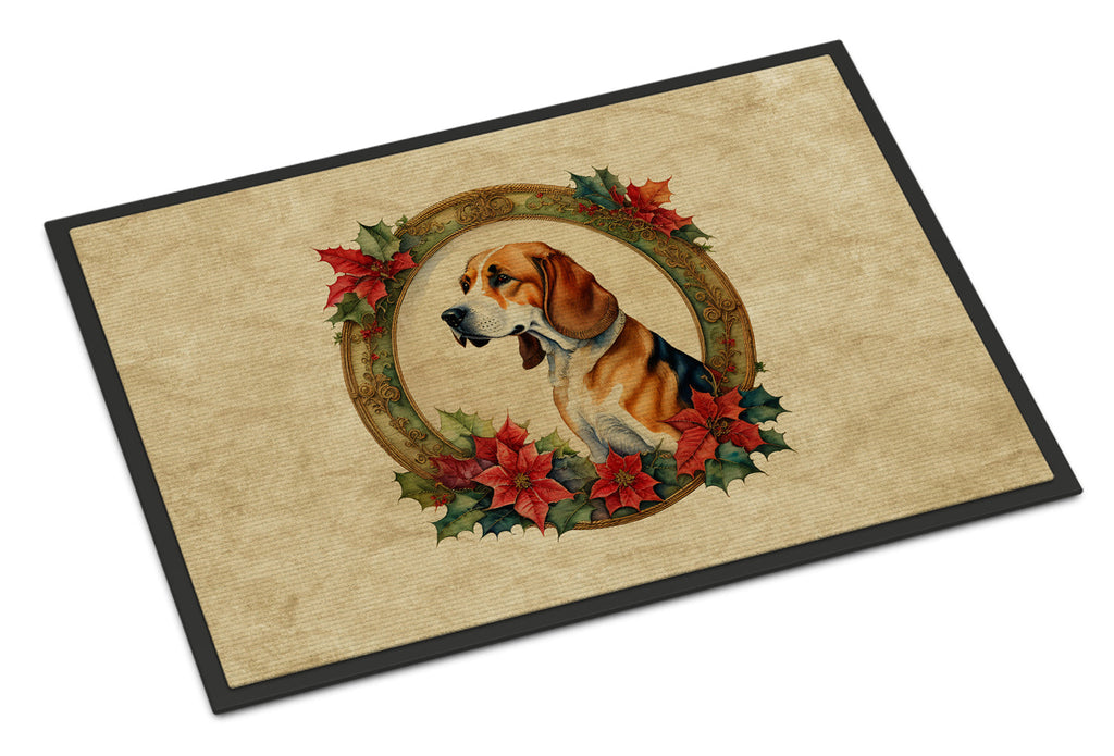 American Foxhound Christmas Flowers Doormat Indoor Outdoor 18H X 27W Front Door Mat Rugs for Entryway, Non Slip Washable
