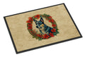 Australian Cattle Dog Christmas Flowers Doormat Indoor Outdoor 24H X 36W Front Door Mat Rugs for Entryway, Non Slip Washable Low Pile,