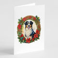 Australian Shepherd Christmas Flowers Greeting Cards Pack of 8 Blank Cards with Envelopes Whimsical A7 Size 5x7