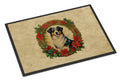 Australian Shepherd Christmas Flowers Doormat Indoor Outdoor 18H X 27W Front Door Mat Rugs for Entryway, Non Slip Washable
