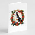 Basenji Christmas Flowers Greeting Cards Pack of 8 Blank Cards with Envelopes Whimsical A7 Size 5x7