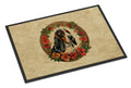 Basset Hound Christmas Flowers Doormat Indoor Outdoor 18H X 27W Front Door Mat Rugs for Entryway, Non Slip Washable