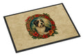 Bearded Collie Christmas Flowers Doormat Indoor Outdoor 24H X 36W Front Door Mat Rugs for Entryway, Non Slip Washable Low Pile,