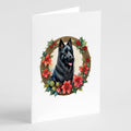 Belgian Sheepdog Christmas Flowers Greeting Cards Pack of 8 Blank Cards with Envelopes Whimsical A7 Size 5x7