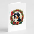 Bernese Mountain Dog Christmas Flowers Greeting Cards Pack of 8 Blank Cards with Envelopes Whimsical A7 Size 5x7