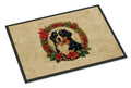Bernese Mountain Dog Christmas Flowers Doormat Indoor Outdoor 24H X 36W Front Door Mat Rugs for Entryway, Non Slip Washable Low Pile,