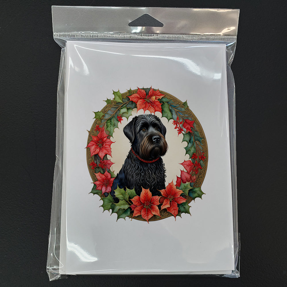 Black Russian Terrier Christmas Flowers Greeting Cards Pack of 8 Blank Cards with Envelopes Whimsical A7 Size 5x7
