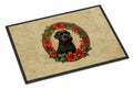 Black Russian Terrier Christmas Flowers Doormat Indoor Outdoor 24H X 36W Front Door Mat Rugs for Entryway, Non Slip Washable Low Pile,