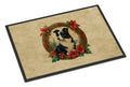 Border Collie Christmas Flowers Doormat Indoor Outdoor 18H X 27W Front Door Mat Rugs for Entryway, Non Slip Washable