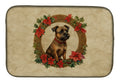 Border Terrier Christmas Flowers Dish Drying Mat Absorbent Dish Drying Mat Pad for Kitchen Counter Dish Drainer Mat for Countertop, 14 x 21", Multicolor