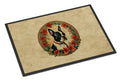 Boston Terrier Christmas Flowers Doormat Indoor Outdoor 18H X 27W Front Door Mat Rugs for Entryway, Non Slip Washable