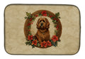 Briard Christmas Flowers Dish Drying Mat Absorbent Dish Drying Mat Pad for Kitchen Counter Dish Drainer Mat for Countertop, 14 x 21", Multicolor