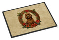 Briard Christmas Flowers Doormat Indoor Outdoor 18H X 27W Front Door Mat Rugs for Entryway, Non Slip Washable
