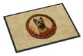 Cairn Terrier Christmas Flowers Doormat Indoor Outdoor 24H X 36W Front Door Mat Rugs for Entryway, Non Slip Washable Low Pile,