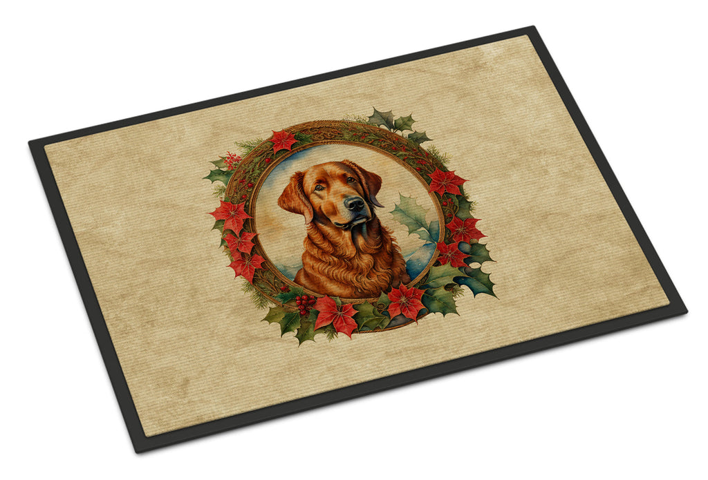 Chesapeake Bay Retriever Christmas Flowers Doormat Indoor Outdoor 24H X 36W Front Door Mat Rugs for Entryway, Non Slip Washable Low Pile,