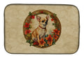 Chihuahua Christmas Flowers Dish Drying Mat Absorbent Dish Drying Mat Pad for Kitchen Counter Dish Drainer Mat for Countertop, 14 x 21", Multicolor