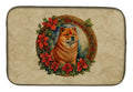 Chow Chow Christmas Flowers Dish Drying Mat Absorbent Dish Drying Mat Pad for Kitchen Counter Dish Drainer Mat for Countertop, 14 x 21", Multicolor