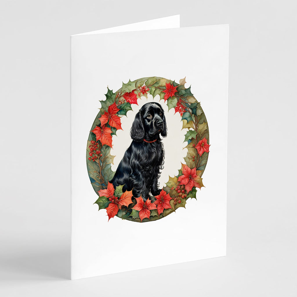 Cocker Spaniel Christmas Flowers Greeting Cards Pack of 8 Blank Cards with Envelopes Whimsical A7 Size 5x7