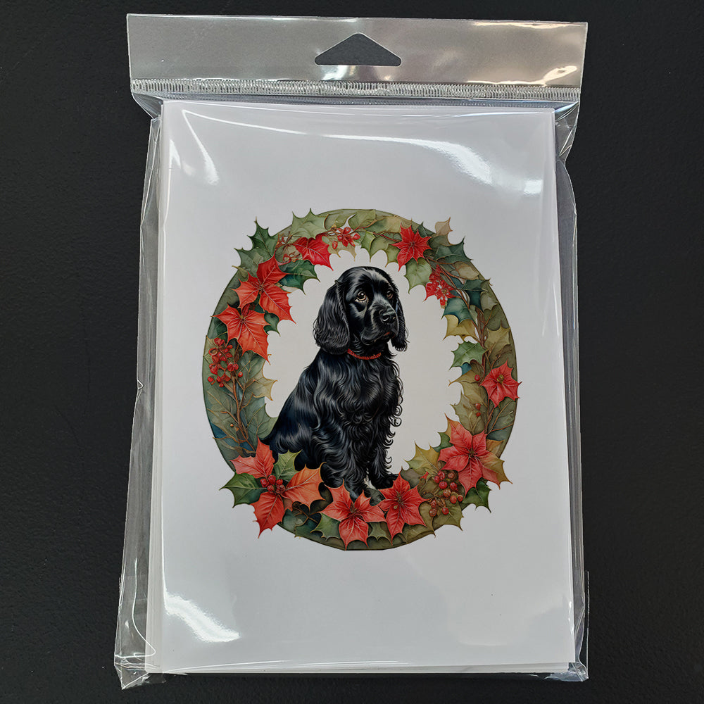 Cocker Spaniel Christmas Flowers Greeting Cards Pack of 8 Blank Cards with Envelopes Whimsical A7 Size 5x7